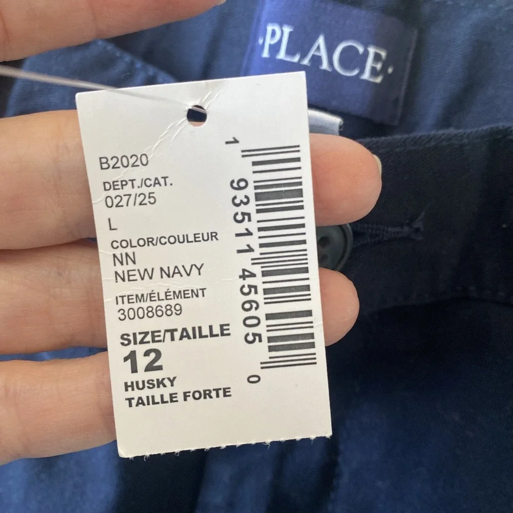 The Children's Place Chino Shorts Boys Size 12 Navy Husky School Uniform Cotton
